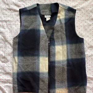 ViVI WomensCheckered Vest - Navy and Beige